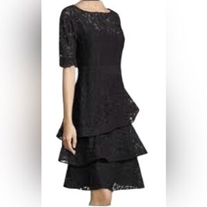 Ricky Freeman for Tery Jon, Fine Lace Layered Midi Dress